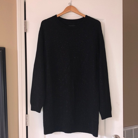 RtA “Celeste” Black Metallic Flecked Mini Sweater Dress, Size XL. Retail $455. - Picture 6 of 13